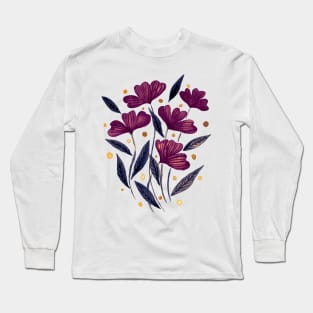 Cute florals - burgundy Long Sleeve T-Shirt